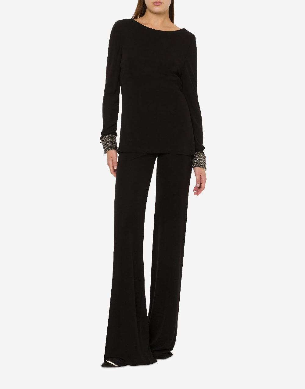 Alberta Ferretti Blusa in organzino con polsini ricamati Outlet