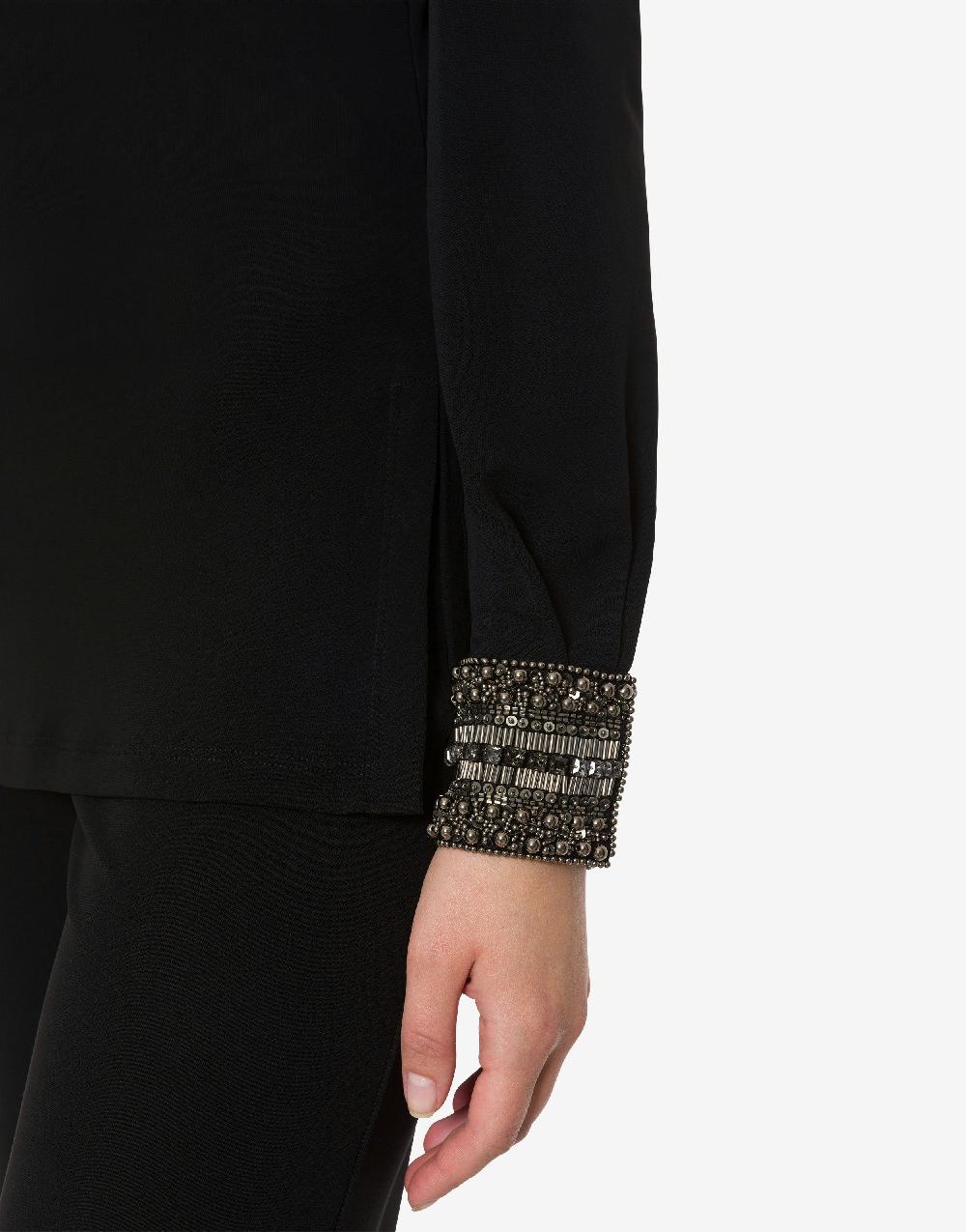 Alberta Ferretti Blusa in organzino con polsini ricamati Outlet
