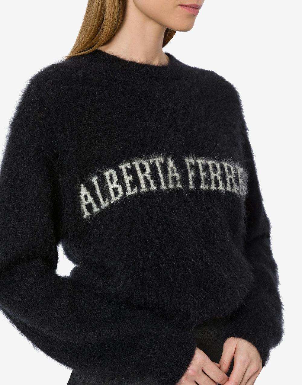 Alberta Ferretti Maglione in mohair superkid con logo In Saldo