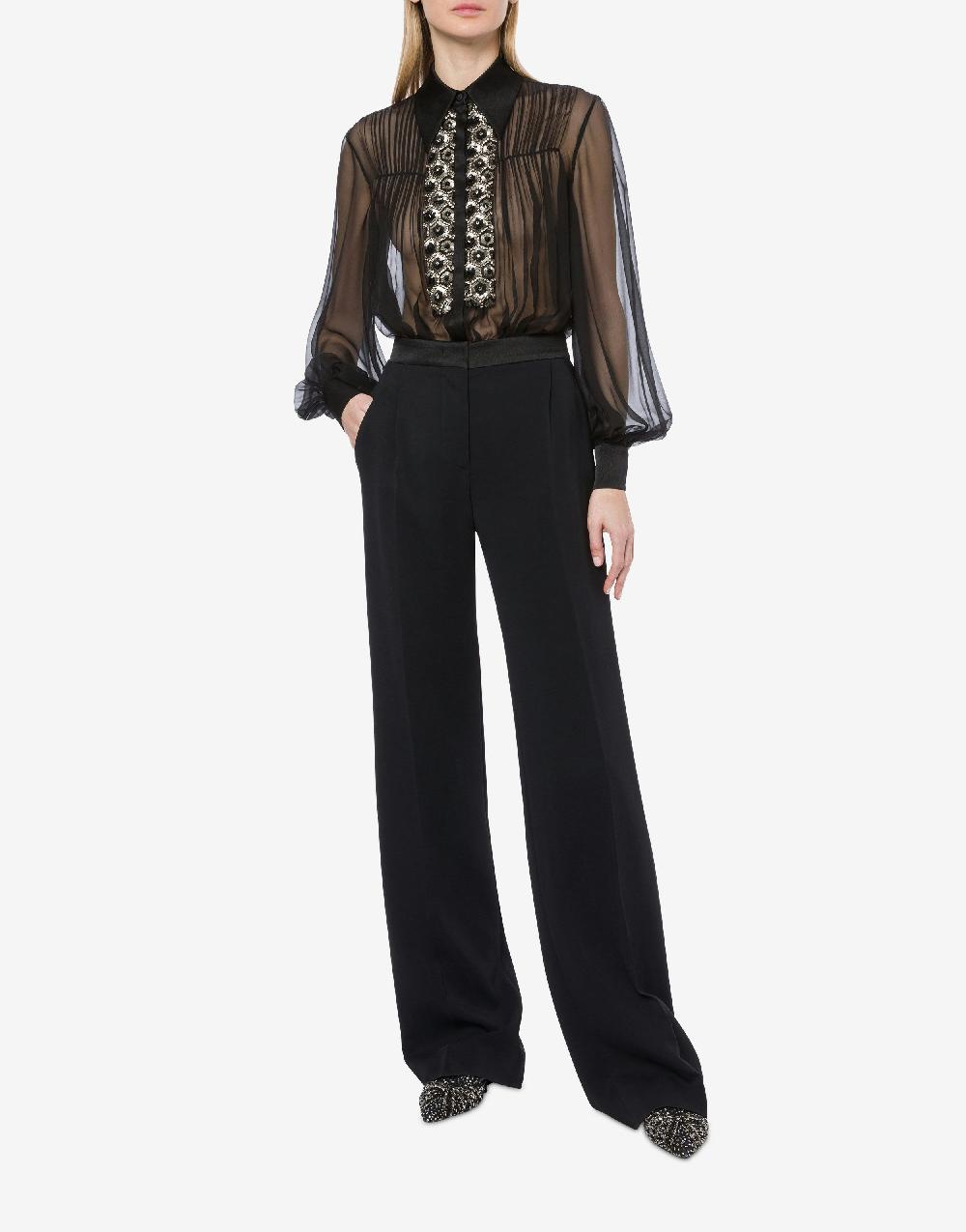 Alberta Ferretti Pantalone in cady stretch con dettagli in raso Sconto di tempo limitato