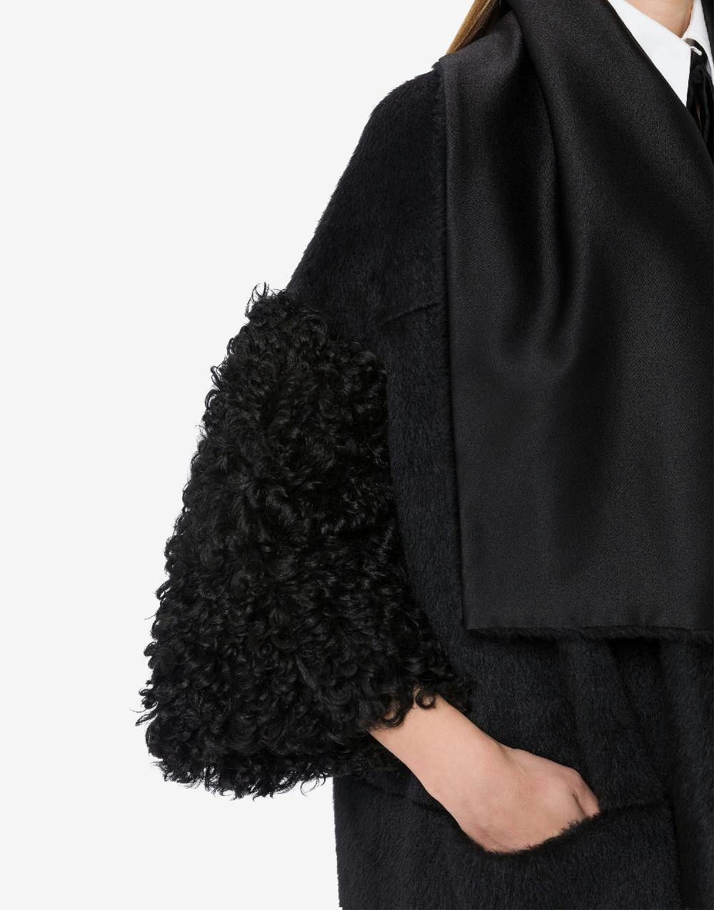 Alberta Ferretti Mantella in alpaca con manicotti in montone Offerta speciale