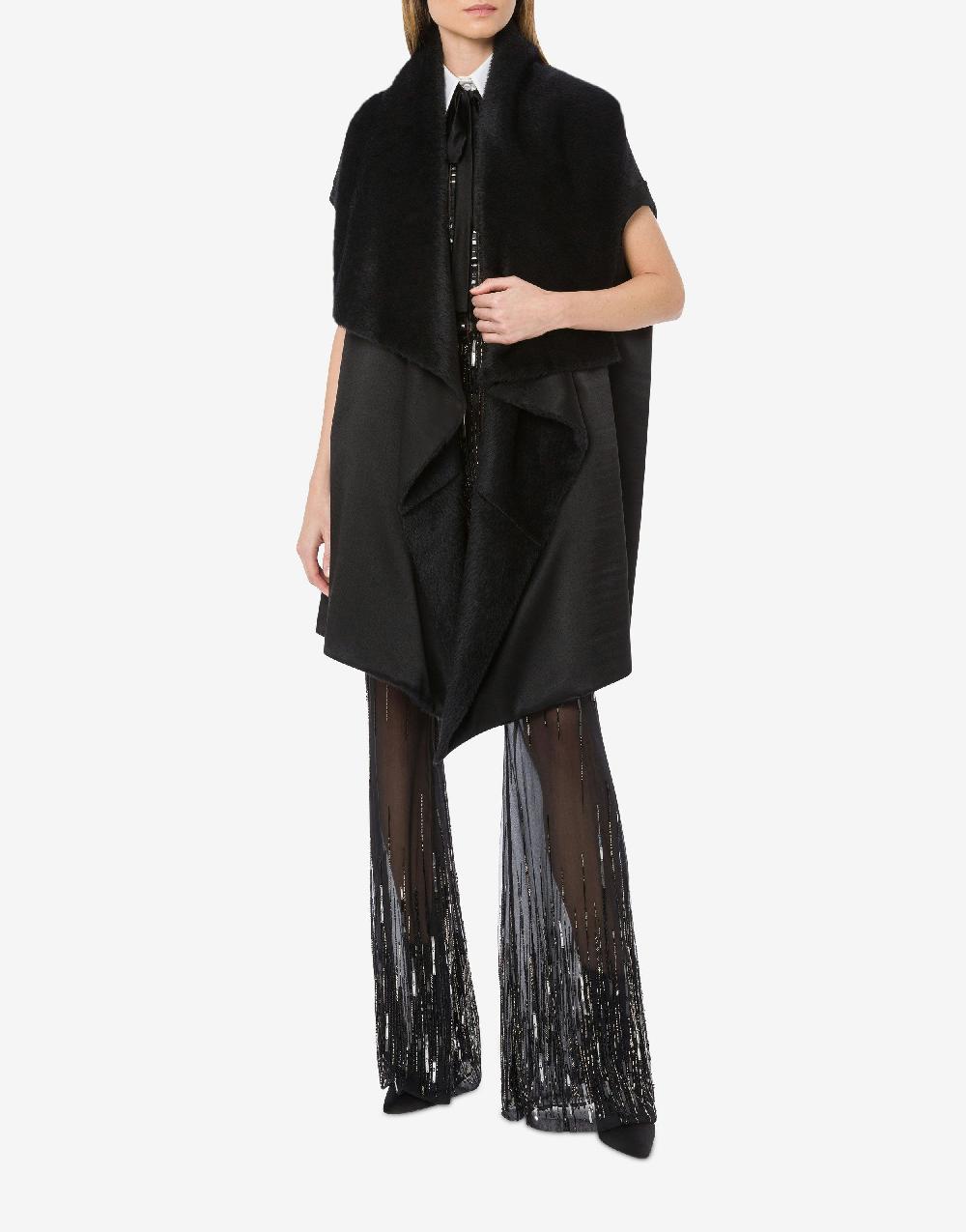 Alberta Ferretti Mantella in alpaca con manicotti in montone Offerta speciale