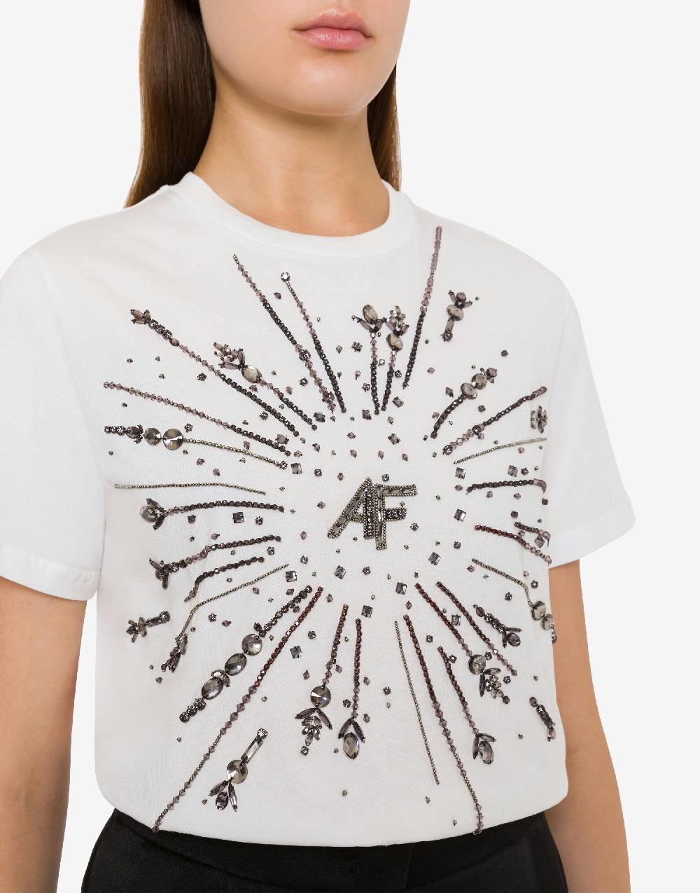 Alberta Ferretti T-shirt in jersey organico con ricamo Grande vendita