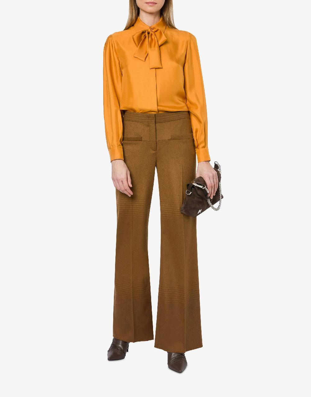Alberta Ferretti Camicia in twill di seta con sciarpina Fornitura limitata