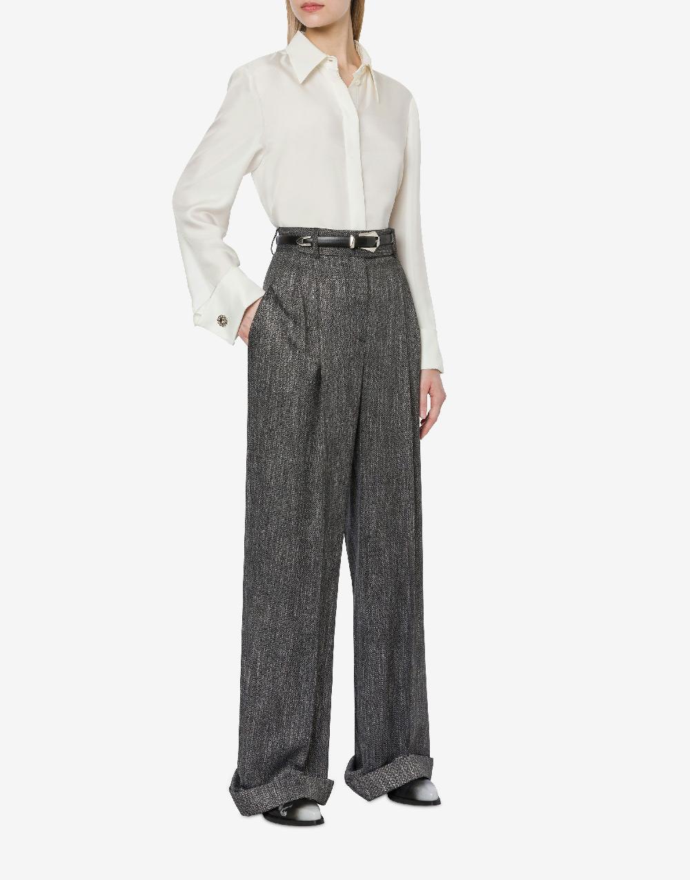 Alberta Ferretti Camicia in twill di seta con bottoni gioiello Vendite stagionali
