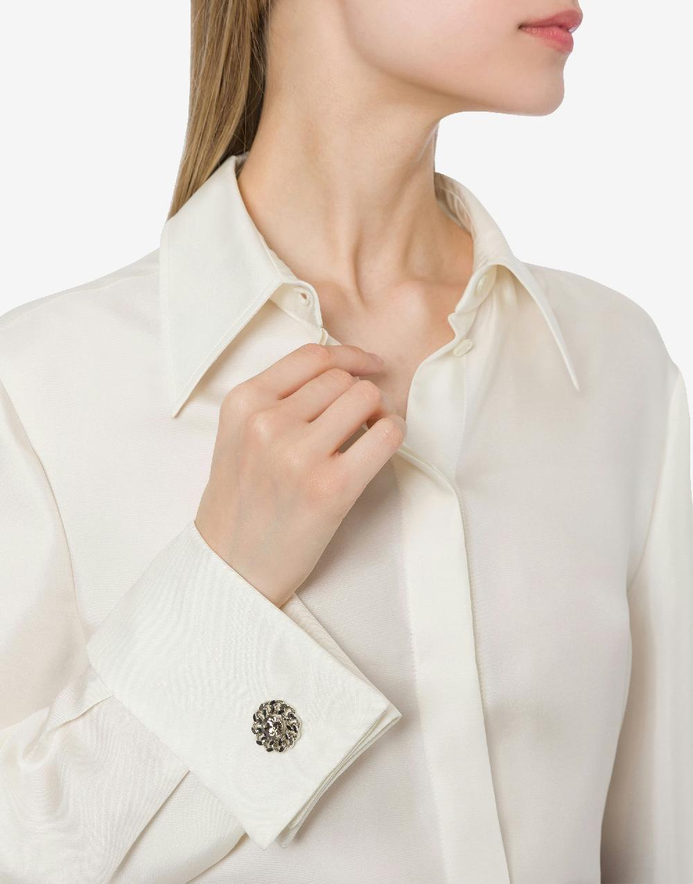 Alberta Ferretti Camicia in twill di seta con bottoni gioiello Vendite stagionali