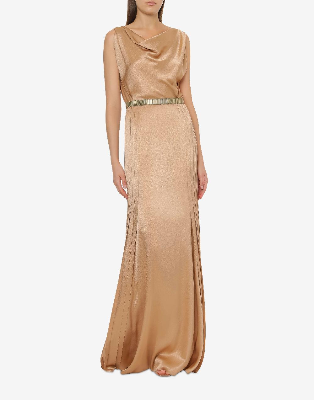 Alberta Ferretti Abito in raso con plissé Cocktail Offerta natalizia