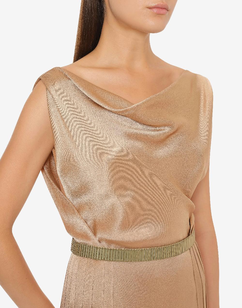 Alberta Ferretti Abito in raso con plissé Cocktail Offerta natalizia