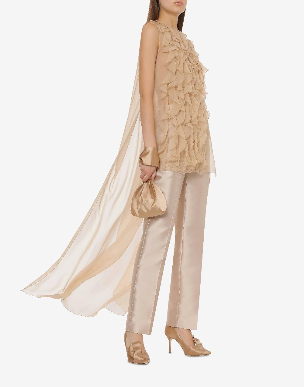 Alberta Ferretti Blusa in chiffon organico con ruches Offerta Pasqua