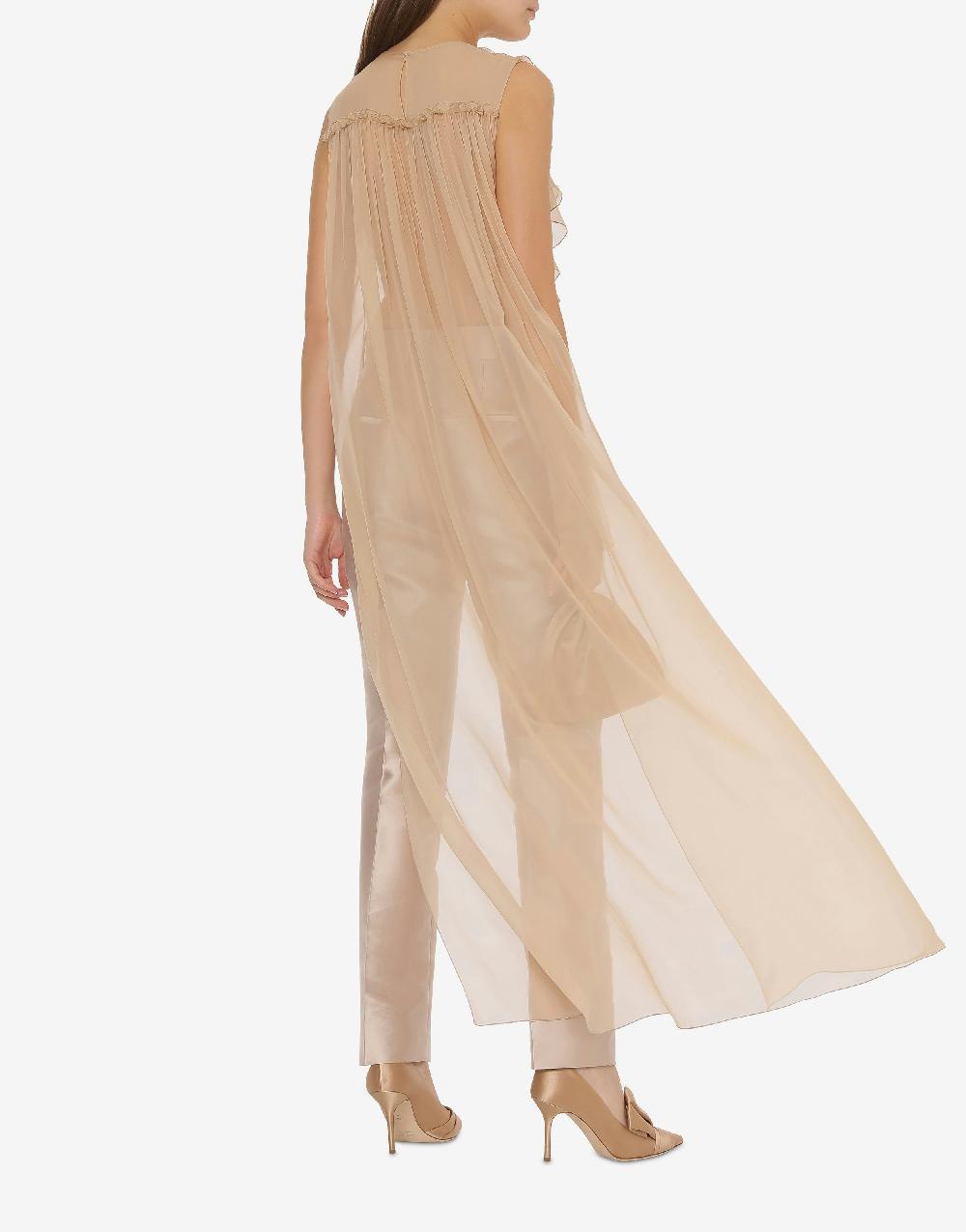 Alberta Ferretti Blusa in chiffon organico con ruches Offerta Pasqua