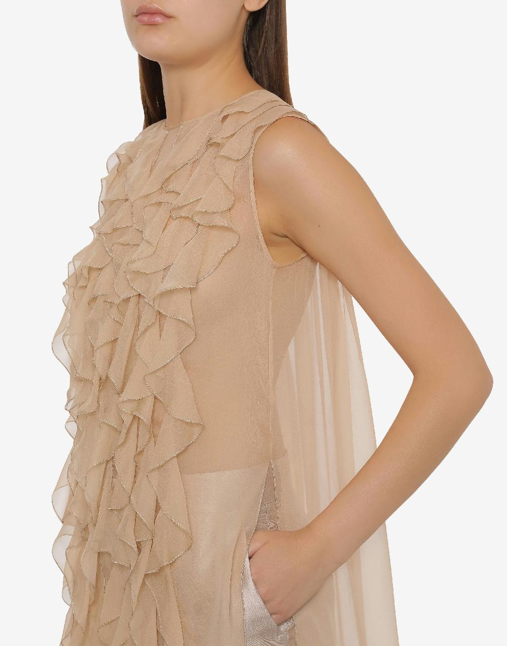 Alberta Ferretti Blusa in chiffon organico con ruches Offerta Pasqua