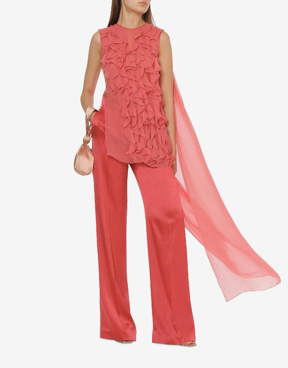 Alberta Ferretti Blusa in chiffon organico con ruches Smaltimento dello stoccaggio