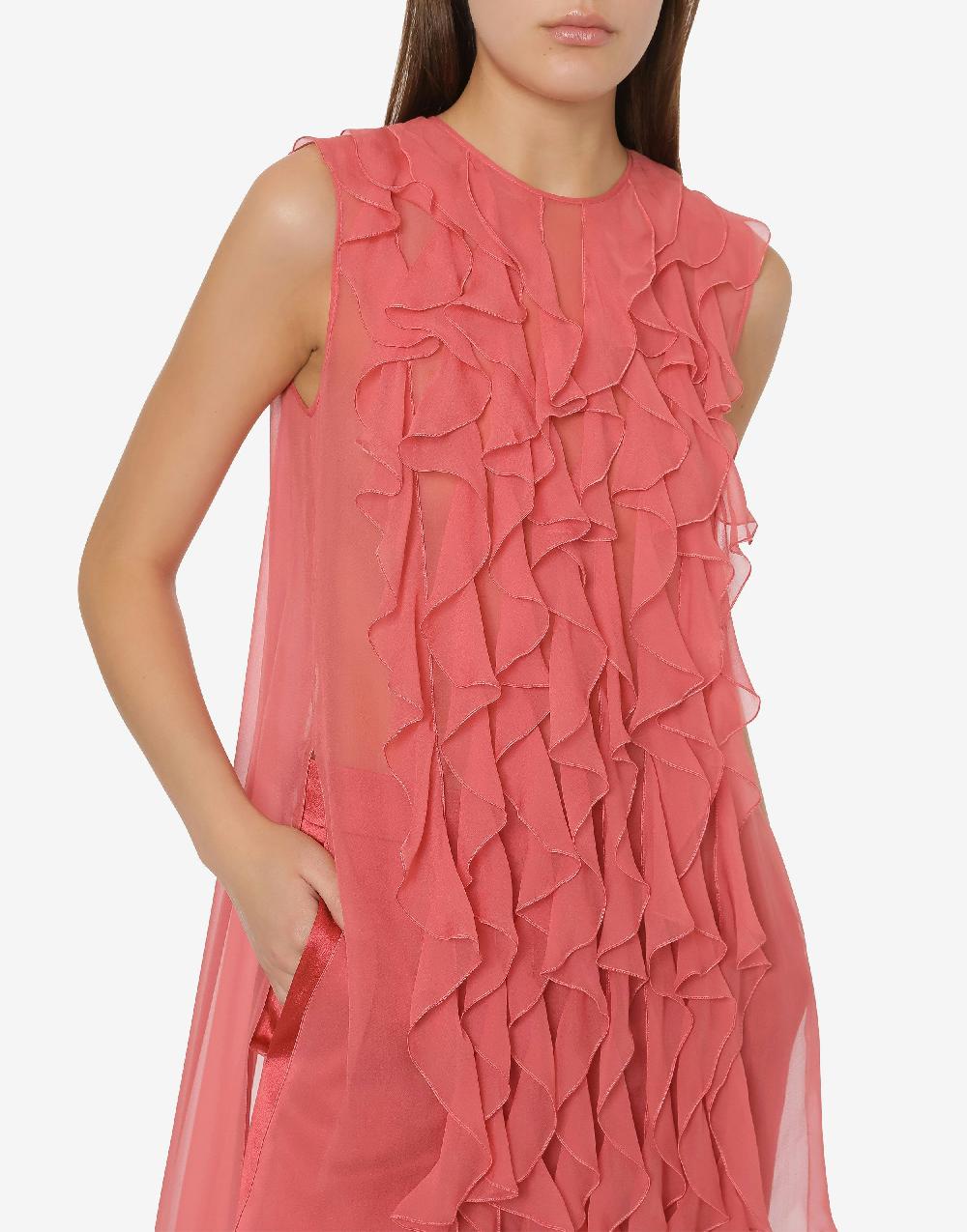 Alberta Ferretti Blusa in chiffon organico con ruches Smaltimento dello stoccaggio
