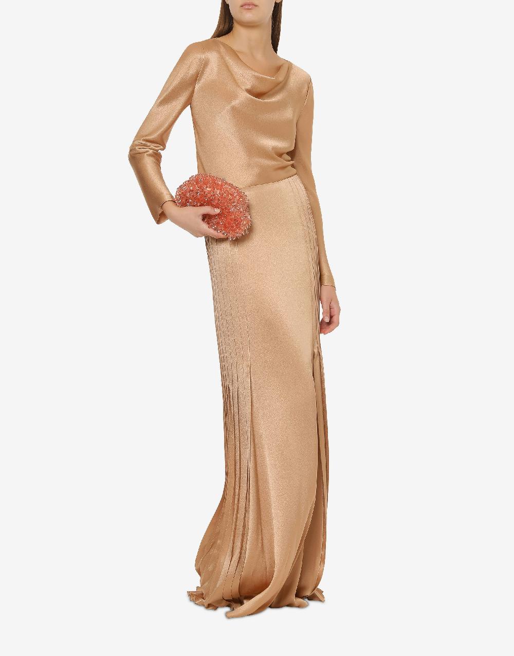 Alberta Ferretti Gonna lunga in raso con plissé Latest fashion