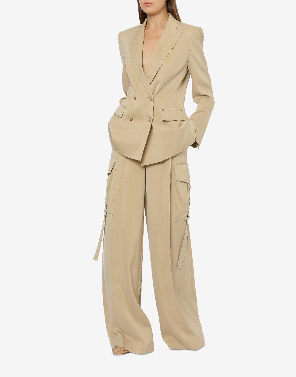 Alberta Ferretti Pantalone oversize in tela lavata Offerte stagionali