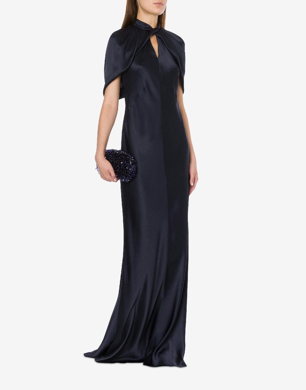 Alberta Ferretti Abito in raso con maniche a mantella Liquidazione