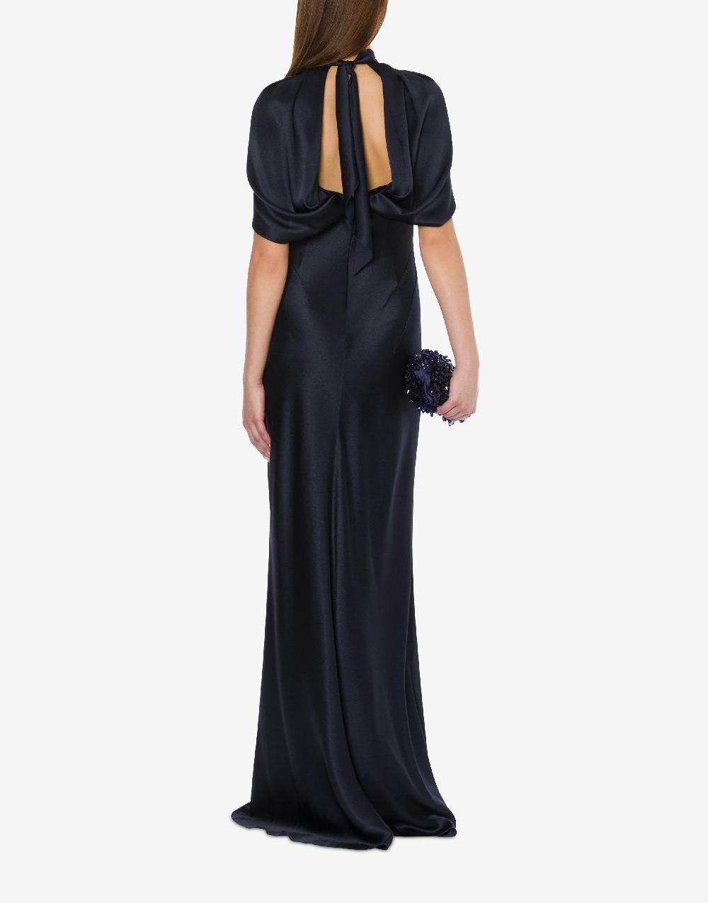 Alberta Ferretti Abito in raso con maniche a mantella Liquidazione