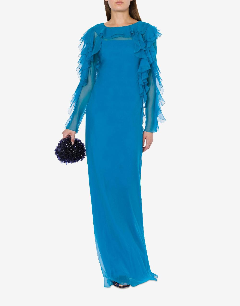 Alberta Ferretti Abito lungo in chiffon organico Cocktail Ultimi tre giorni