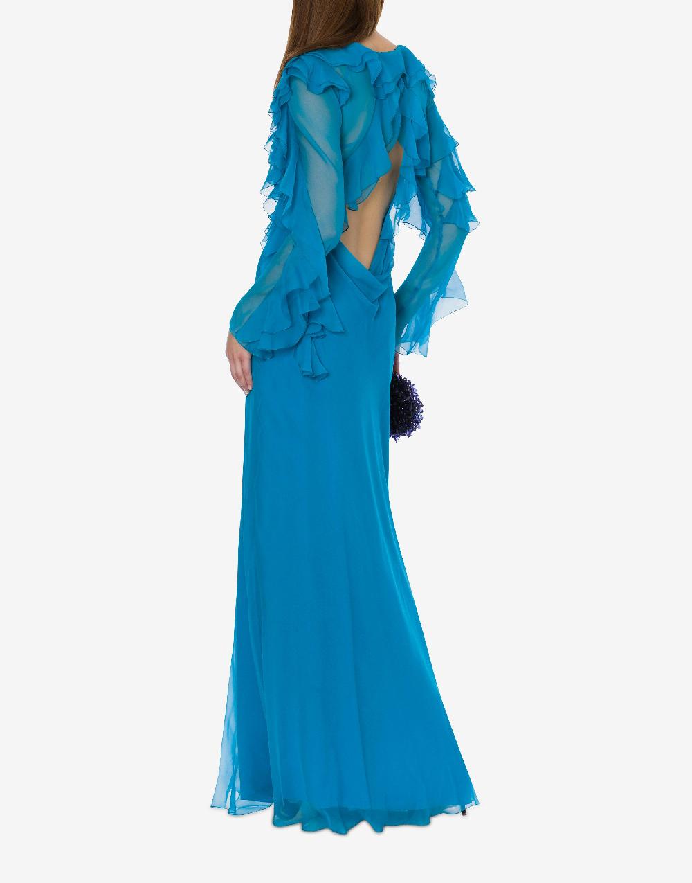 Alberta Ferretti Abito lungo in chiffon organico Cocktail Ultimi tre giorni