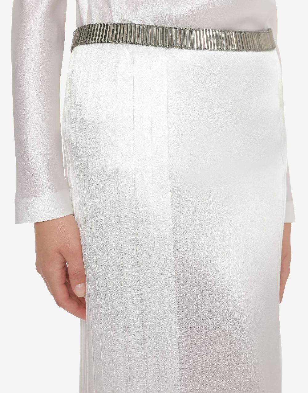 Alberta Ferretti Gonna lunga in raso con plissé Ultimo giorno