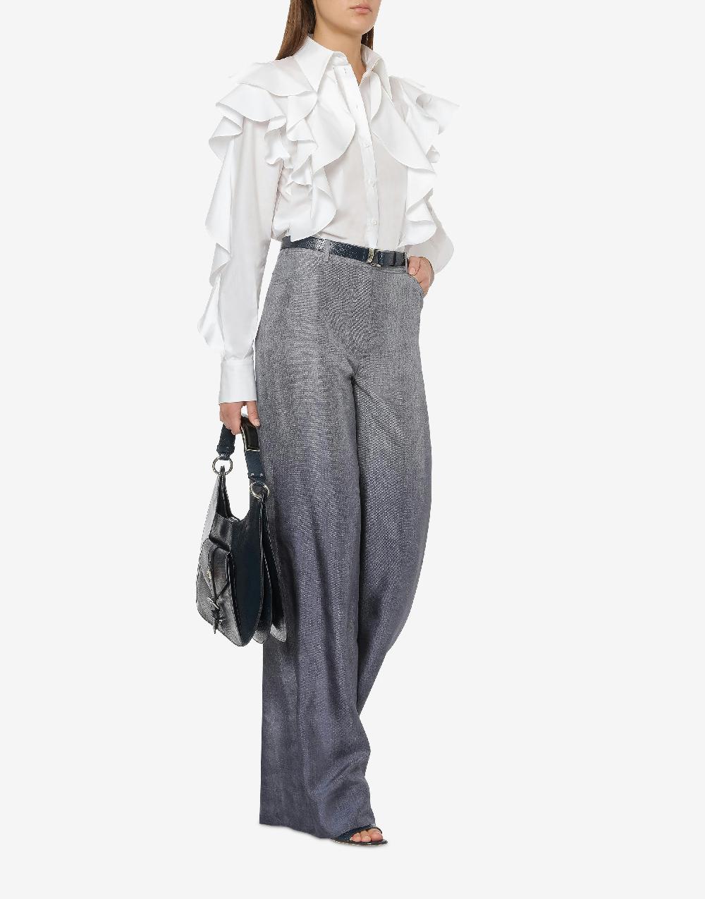 Alberta Ferretti Camicia in popeline stretch con ruches Sostegno trimestrale