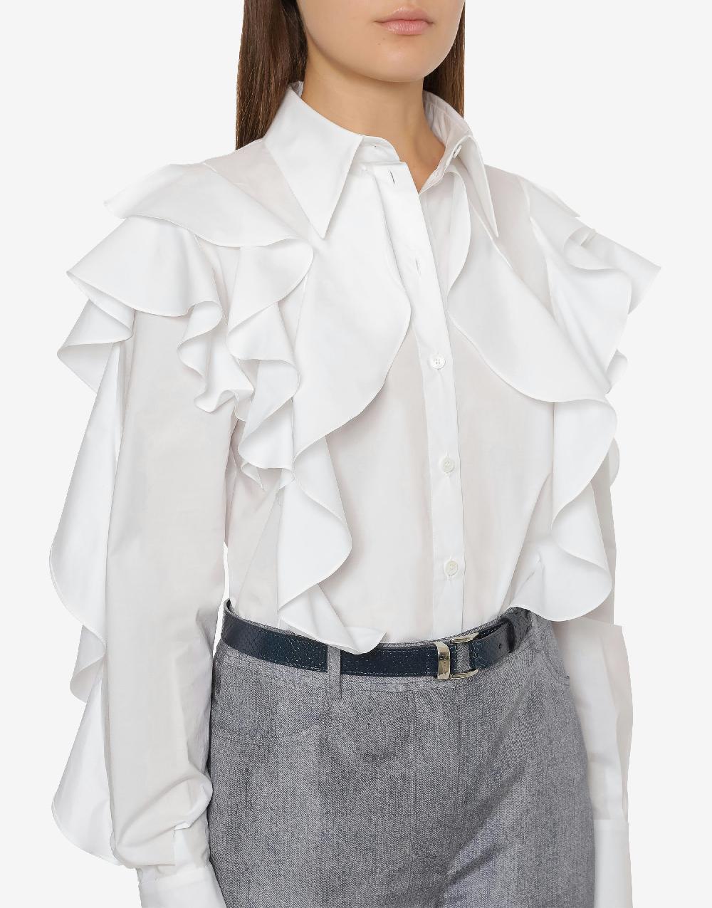 Alberta Ferretti Camicia in popeline stretch con ruches Sostegno trimestrale