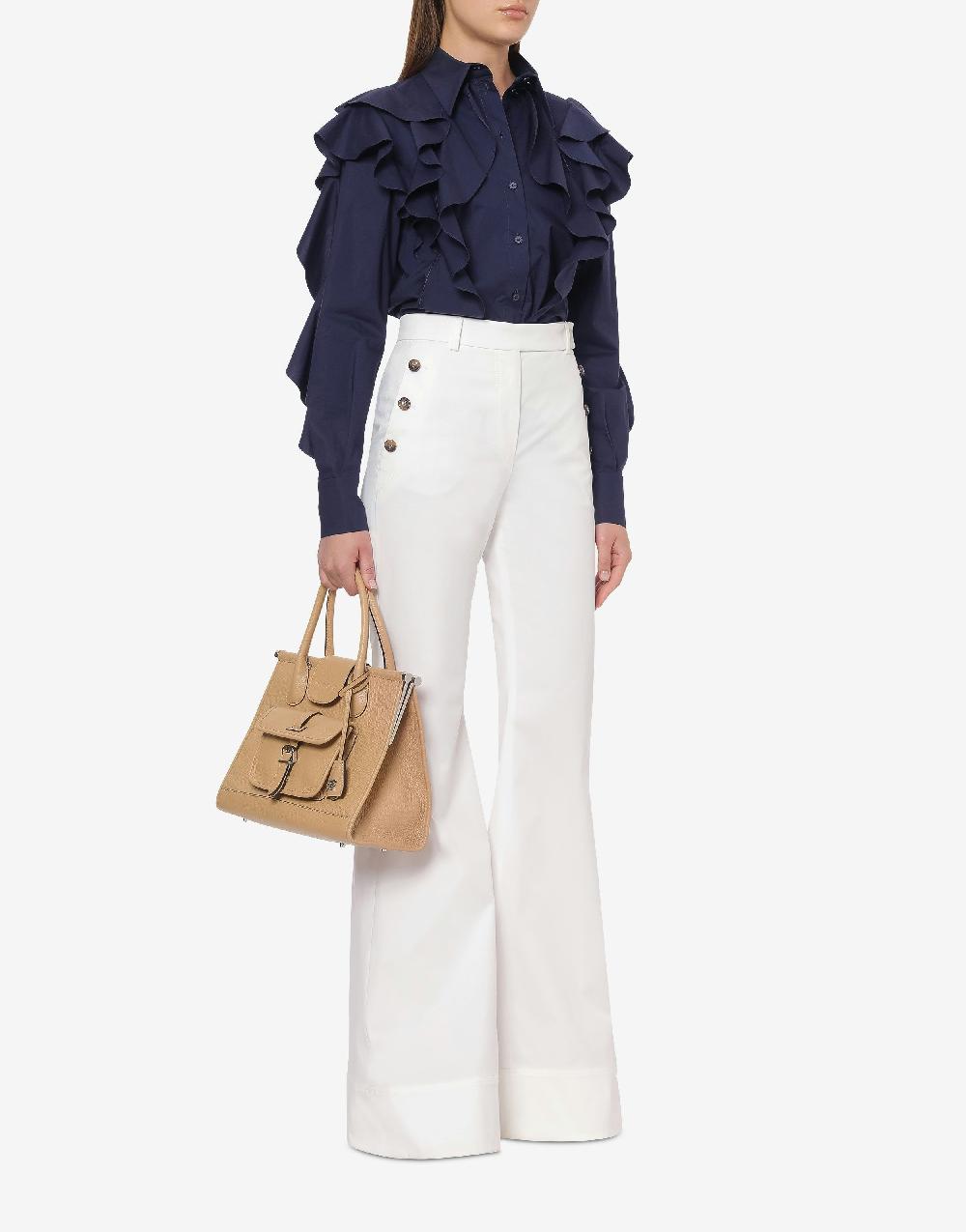 Alberta Ferretti Camicia in popeline stretch con ruches Fino al 55% di sconto