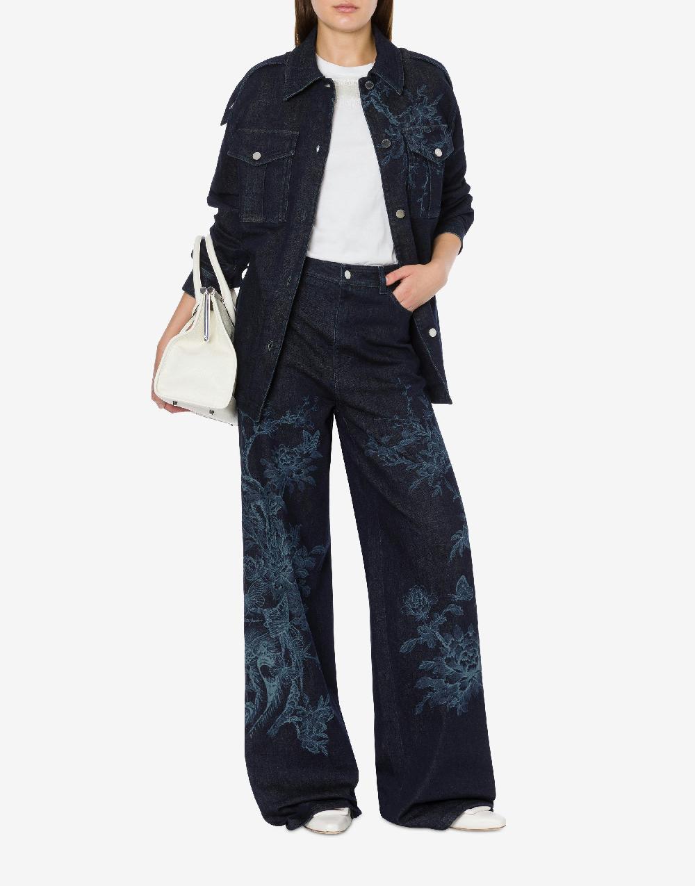Alberta Ferretti Shirt jacket in denim con stampa ciliegio e farfalle Discount Store per i nuovi prodotti