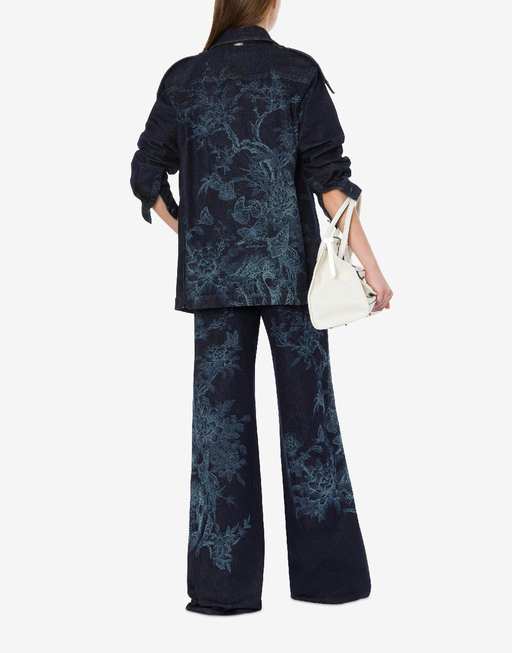 Alberta Ferretti Shirt jacket in denim con stampa ciliegio e farfalle Discount Store per i nuovi prodotti