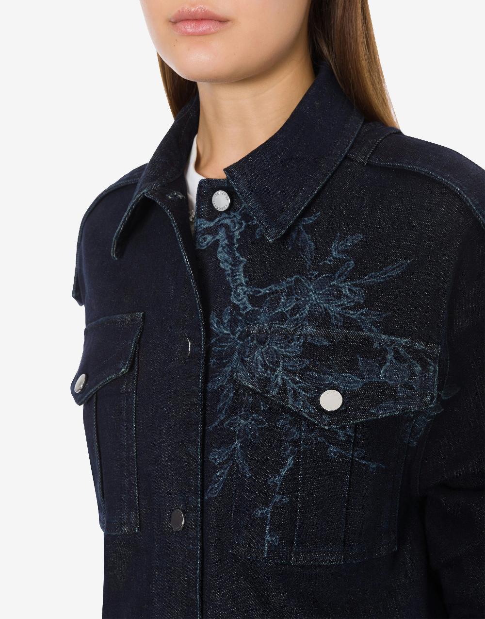Alberta Ferretti Shirt jacket in denim con stampa ciliegio e farfalle Discount Store per i nuovi prodotti