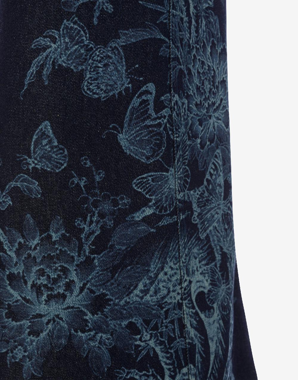 Alberta Ferretti Gonna in denim con disegno ciliegio e farfalle Solo un giorno rimasto