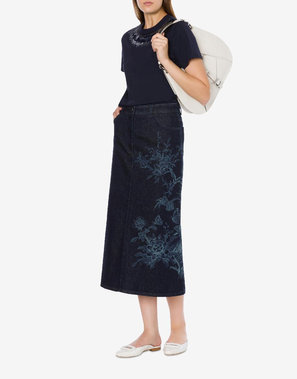 Alberta Ferretti T-shirt in jersey con ricamo paillettes e stones Enormi sconti