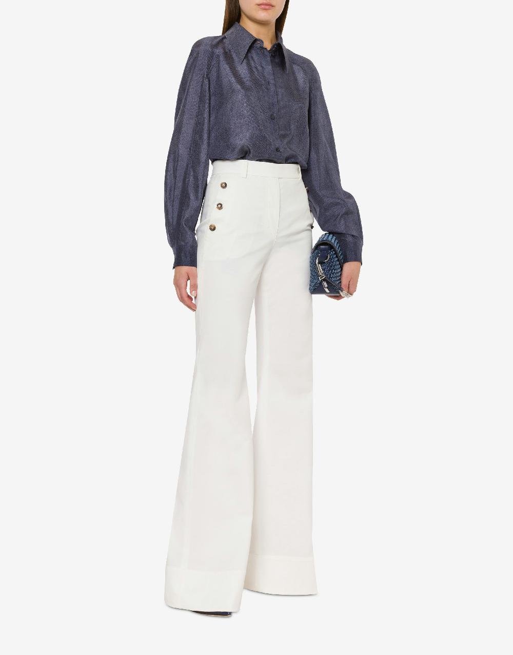 Alberta Ferretti Camicia in habotai stampa denim 50% di sconto con spedizione gratuita
