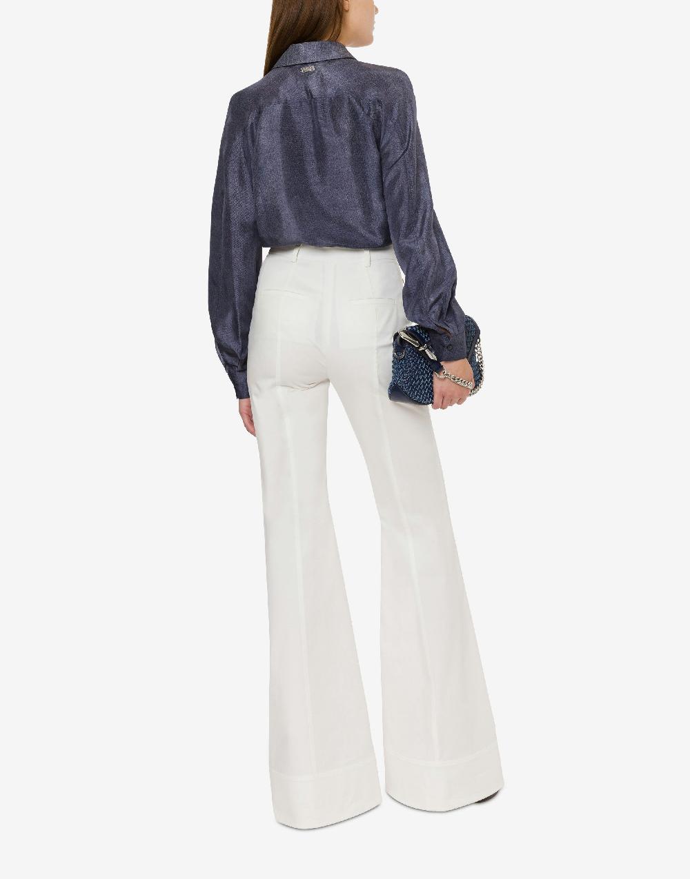 Alberta Ferretti Camicia in habotai stampa denim 50% di sconto con spedizione gratuita