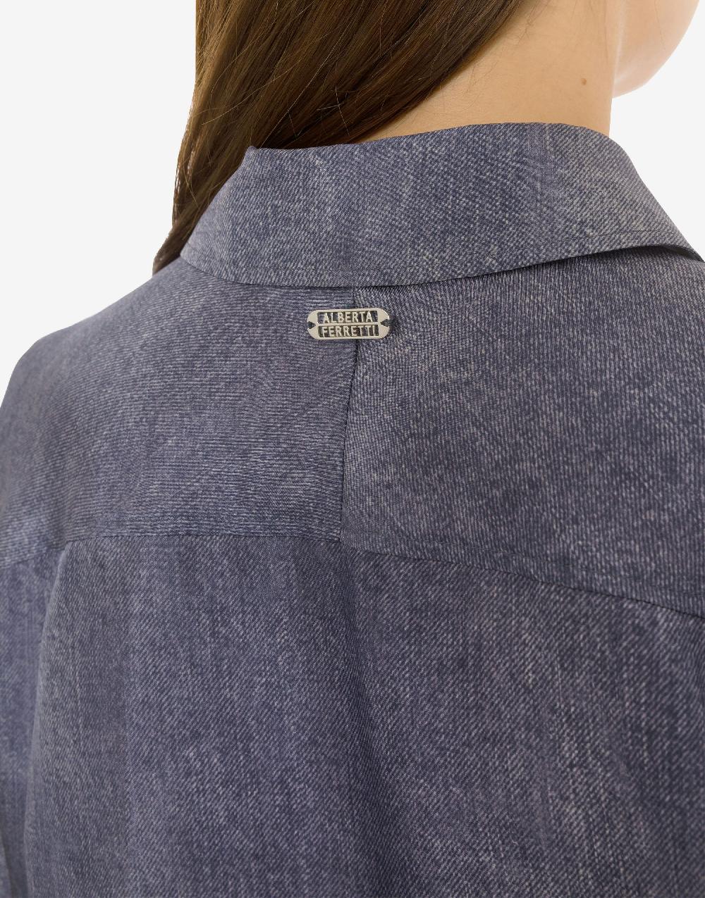 Alberta Ferretti Camicia in habotai stampa denim 50% di sconto con spedizione gratuita