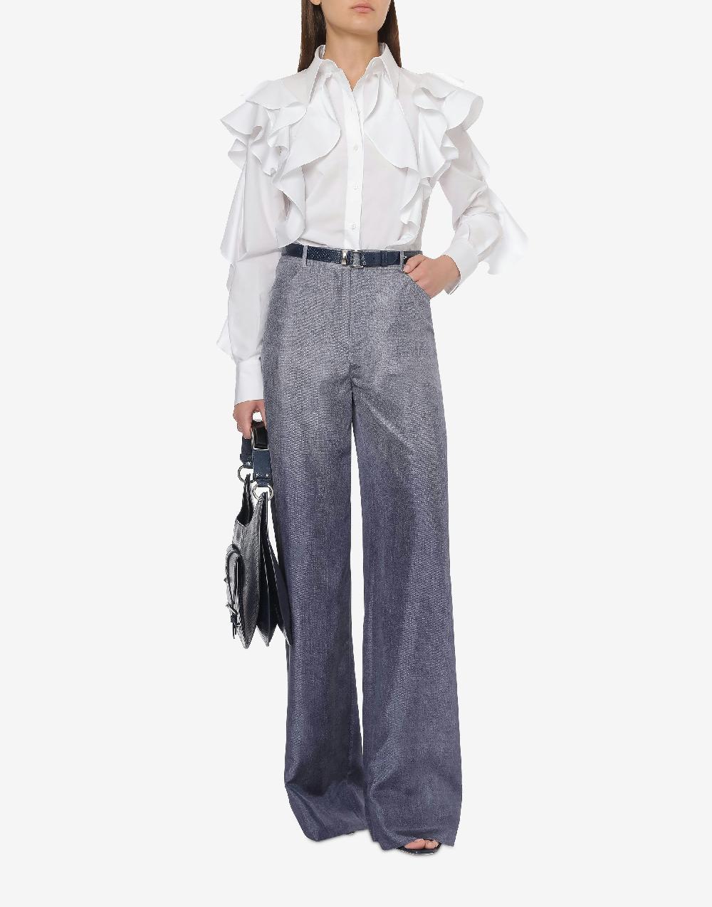 Alberta Ferretti Pantalone oversize in habotai stampa denim Trasporto libero internazionale