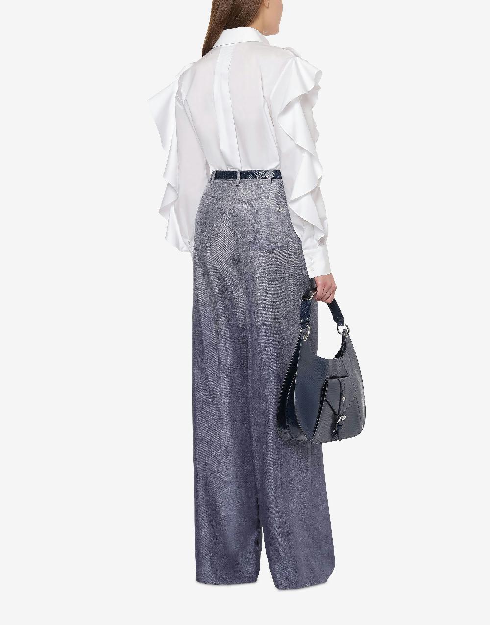 Alberta Ferretti Pantalone oversize in habotai stampa denim Trasporto libero internazionale
