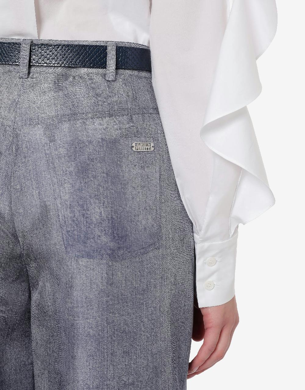 Alberta Ferretti Pantalone oversize in habotai stampa denim Trasporto libero internazionale