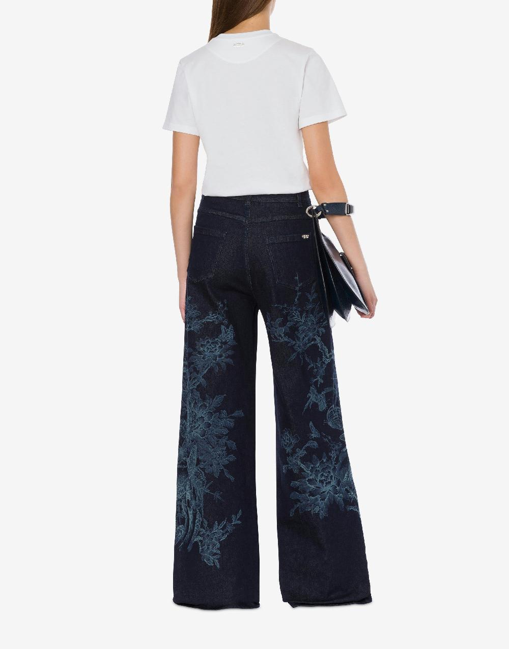 Alberta Ferretti T-shirt in jersey con ricamo paillettes e stones Officina