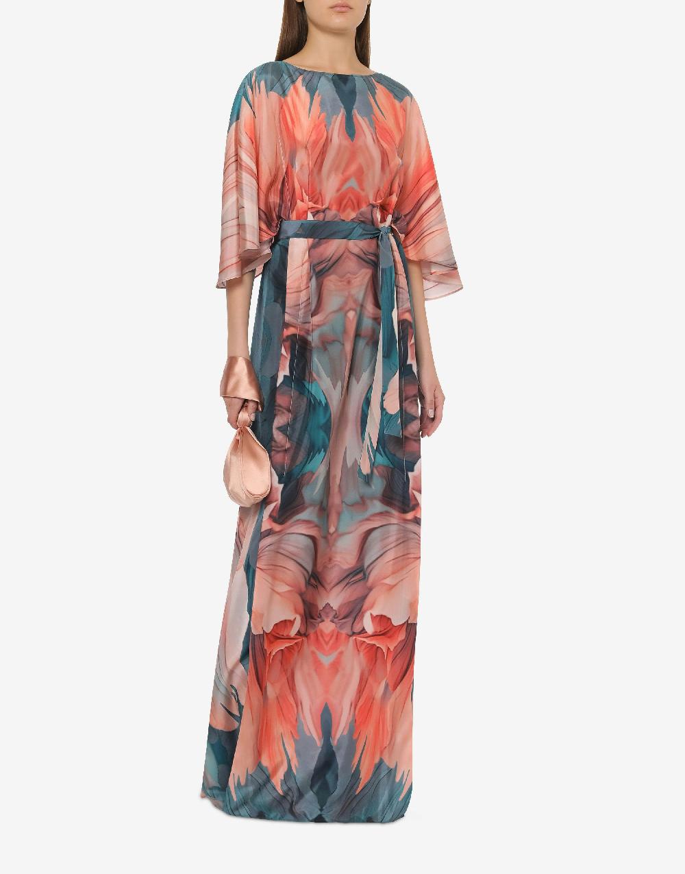 Alberta Ferretti Abito in habotai con stampa petali Duty-free