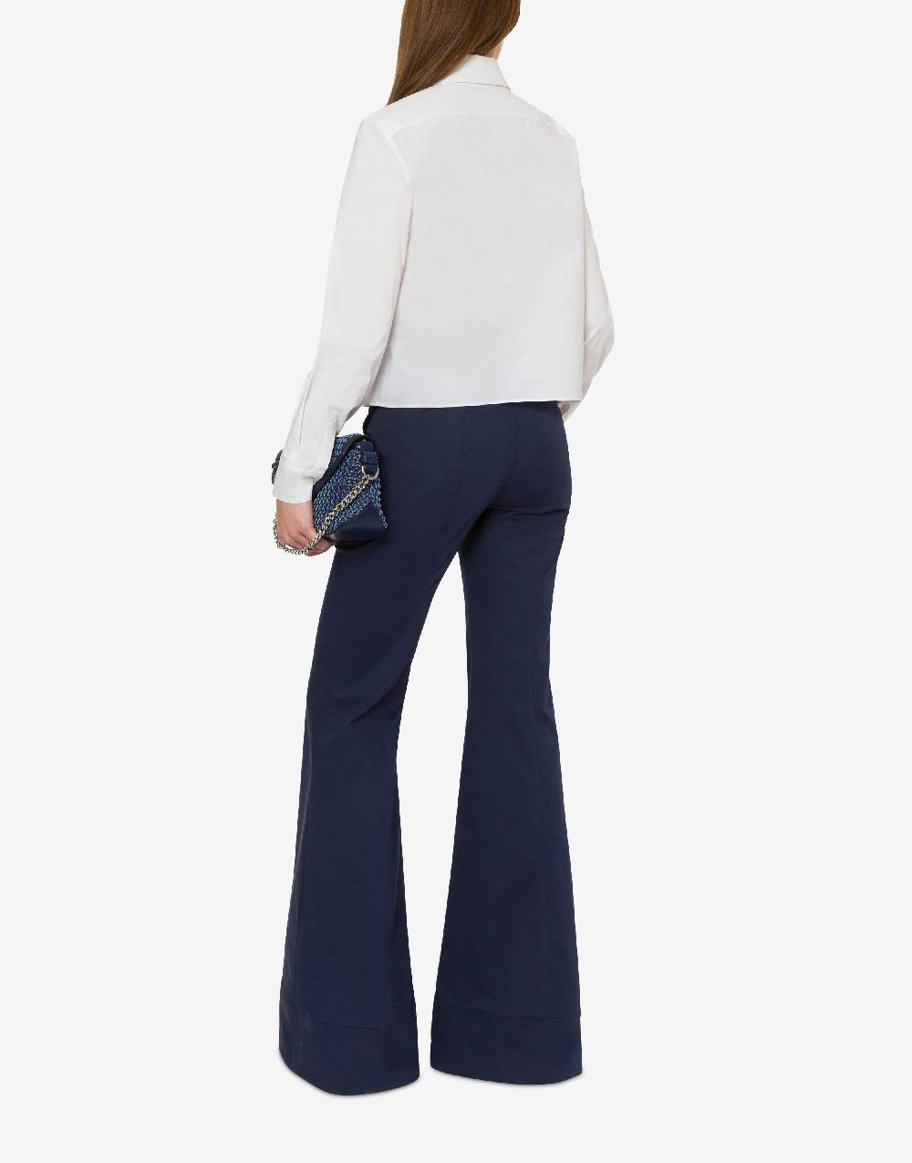 Alberta Ferretti Pantalone flare in tela di cotone stretch 50% di sconto per tempo limitato