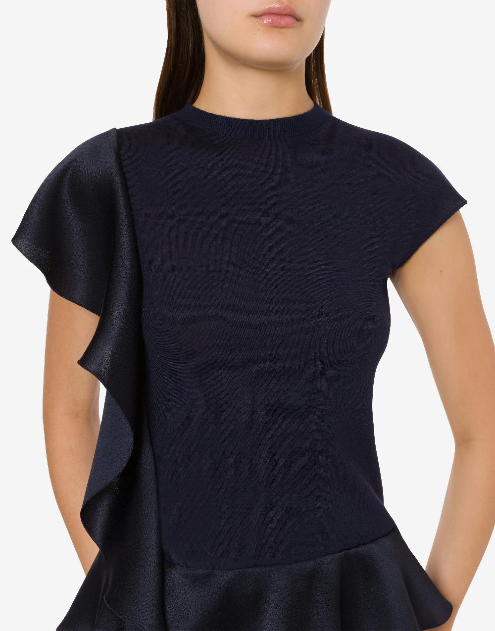 Alberta Ferretti Maglia in cashmere e seta con ruches Sconti questo mese