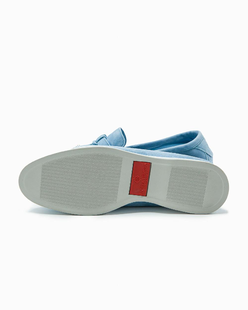 Andrea ventura Mocassino senza lacci con charms color argento Aq-D BEACH-CHARMS1 in suede color azzurro Online Outlet
