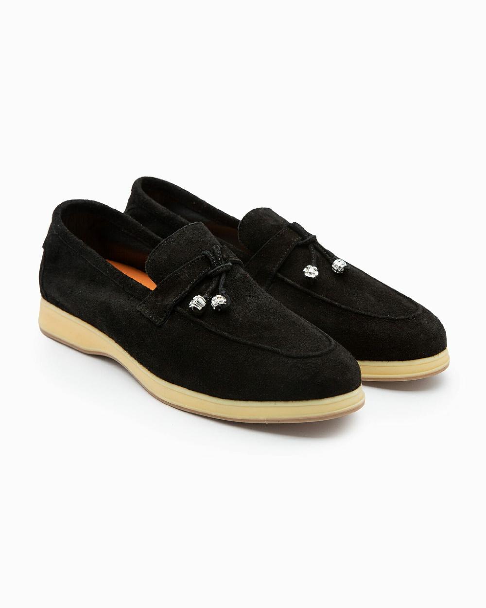 Andrea ventura Mocassino senza lacci con charms color argento Aq-D BEACH-CHARMS1 in suede color nero Offerte esclusive