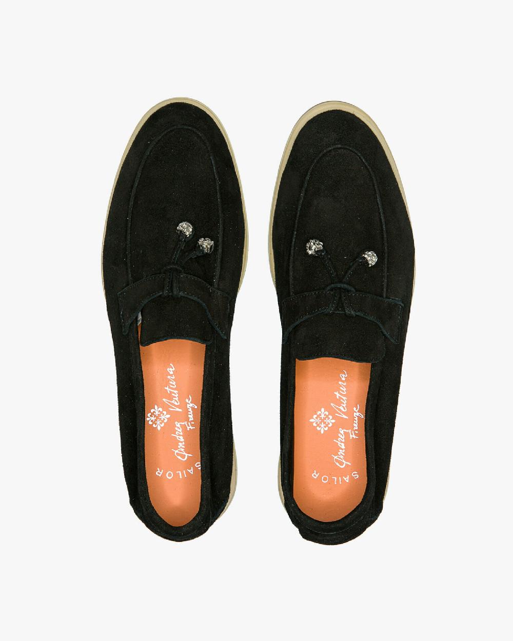 Andrea ventura Mocassino senza lacci con charms color argento Aq-D BEACH-CHARMS1 in suede color nero Offerte esclusive