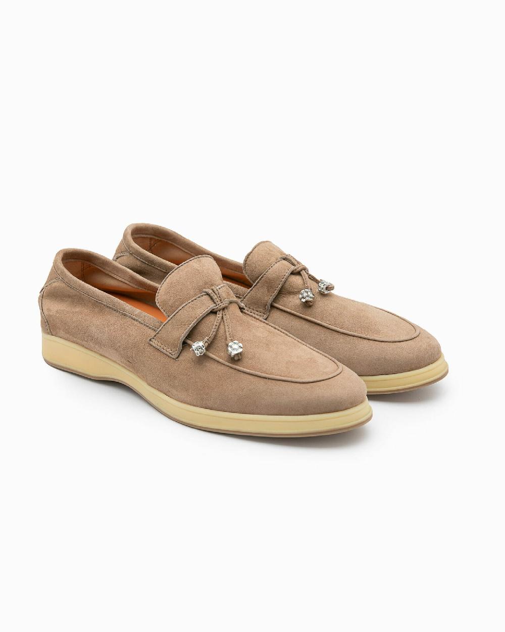 Andrea ventura Mocassino senza lacci con charms color argento Aq-D BEACH-CHARMS1 in suede color park avenue Lightning offer