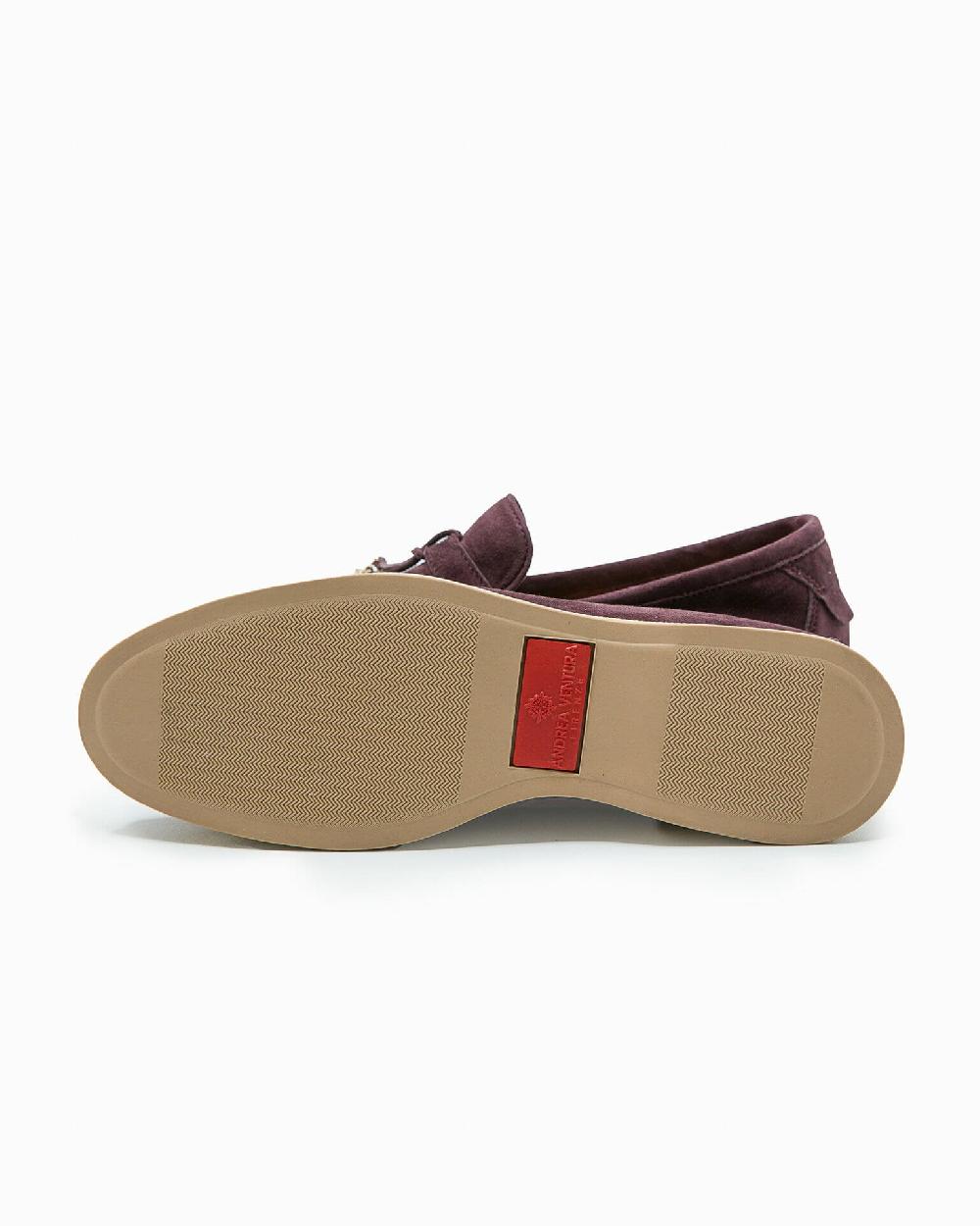 Andrea ventura Mocassino senza lacci con charms color oro Aq-D BEACH-CHARMS2 in suede color aubergine Grandi sconti